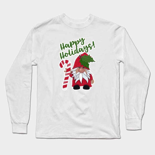 Happy Holidays! Christmas Gnome by Cherie's Art(c)2020 Long Sleeve T-Shirt by CheriesArt